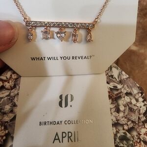 Love That Lasts Diamond Cubic Zirconia BP Rose Gold Necklace with Clear Stones